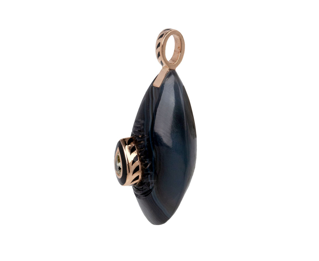 Carved Smoky Quartz Mussel Shell and Diamond Pendant ONLY