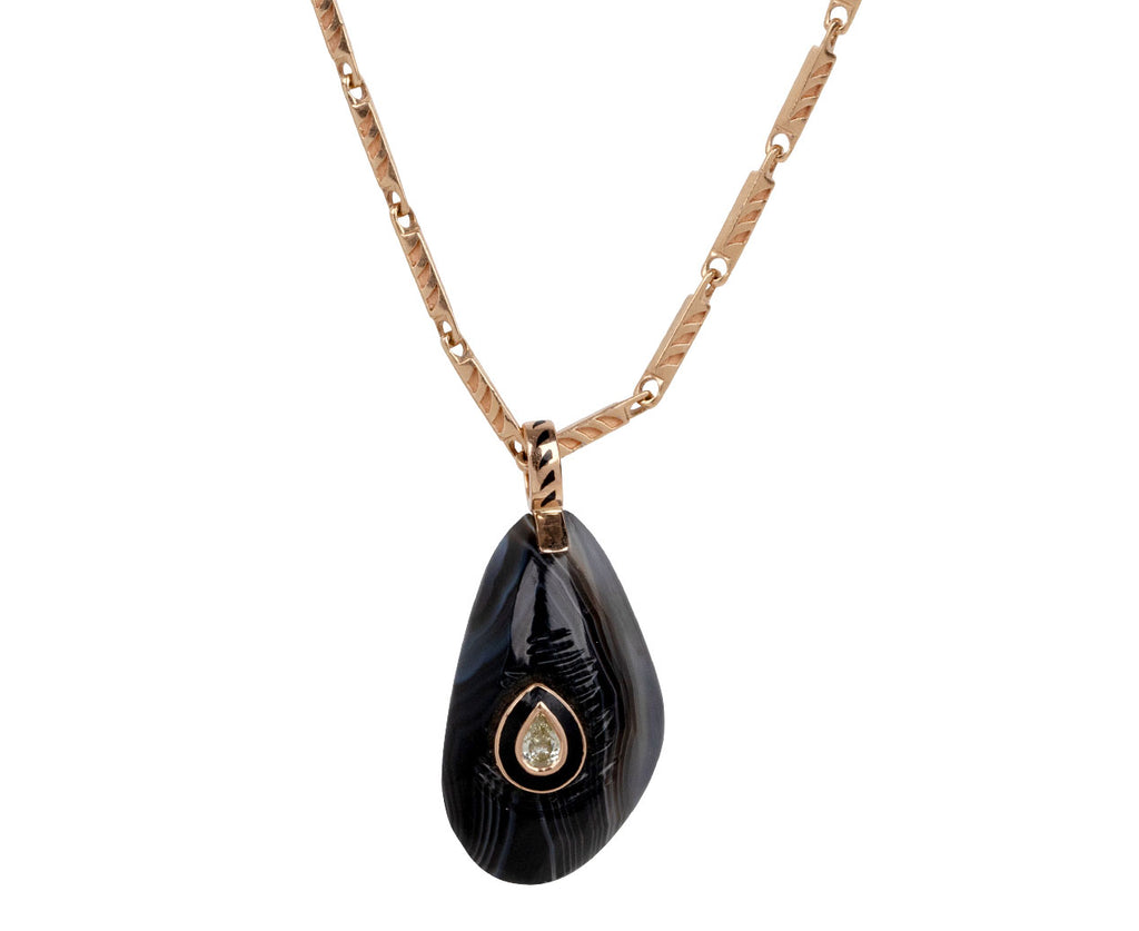 Carved Smoky Quartz Mussel Shell and Diamond Pendant ONLY