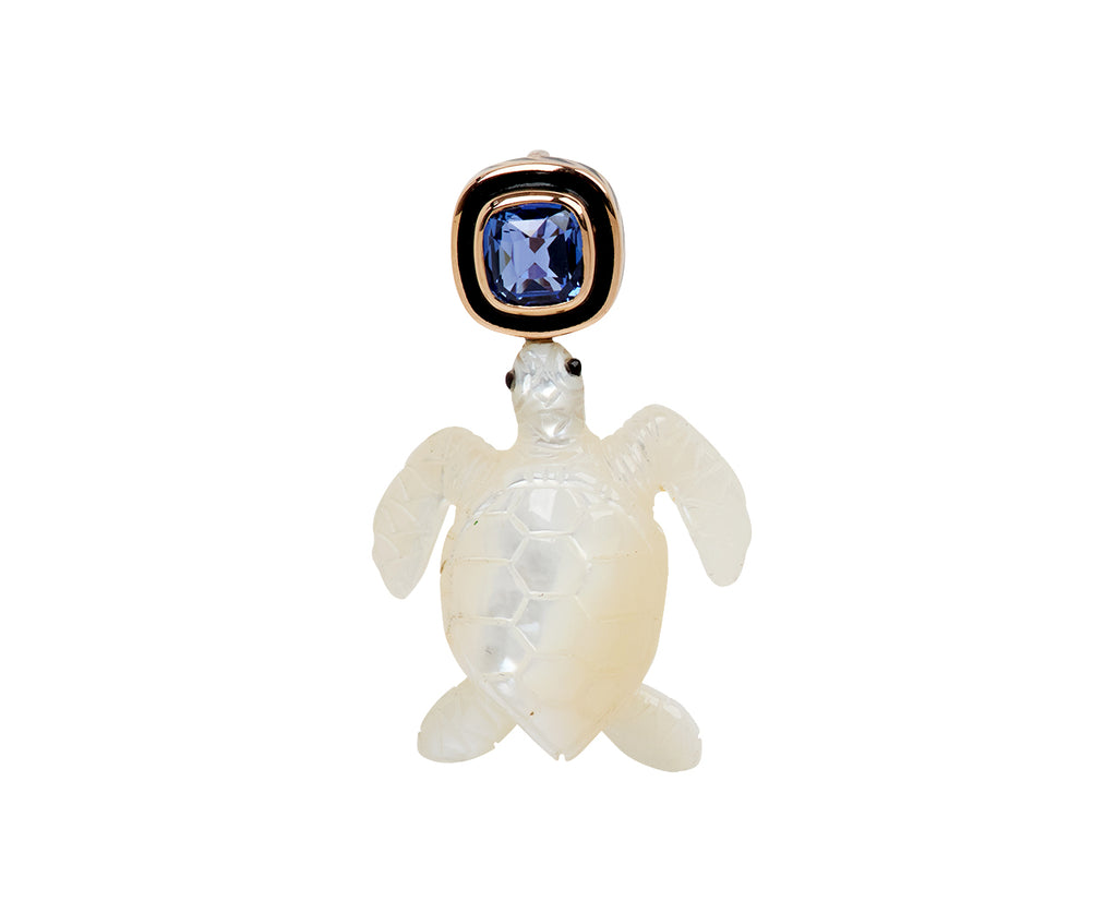 Dezso Carved Pearl Turtle and Sapphire Pendant ONLY