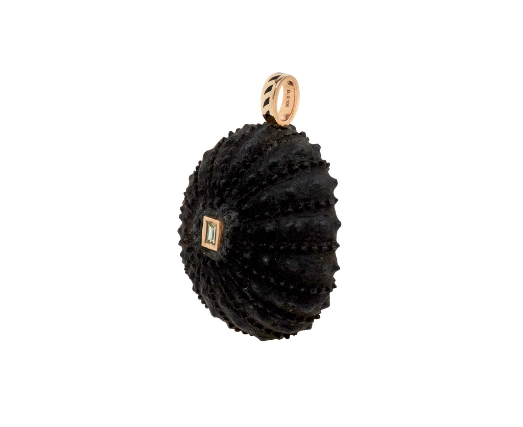 Dezso Ebony Wood and Diamond Sea Urchin Pendant ONLY - Angled View
