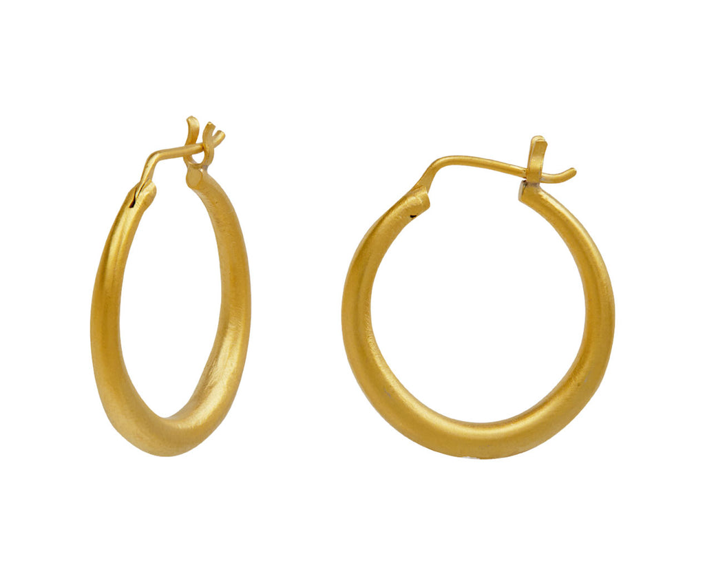 Jane Diaz 1" Tapered Hoop Earrings - Closeup Side View
