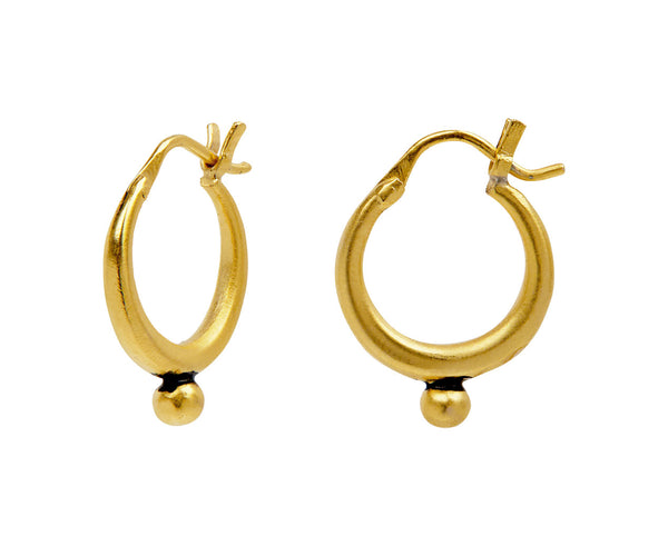 Jane Diaz Small Tapered Hoop with Ball Earrings