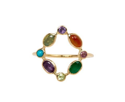 Multi-Gem Bague Couronnée Ring