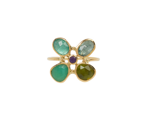 Dorette Green Tone Bague Trèfle Ring