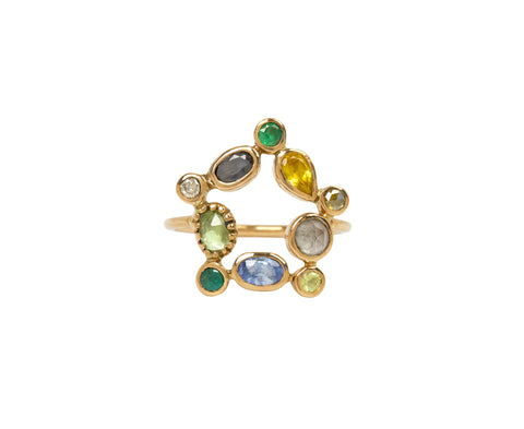 Multi Gem Bague Couronnée Ring