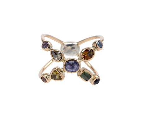 Multi-Gem Bague Croisee Ring