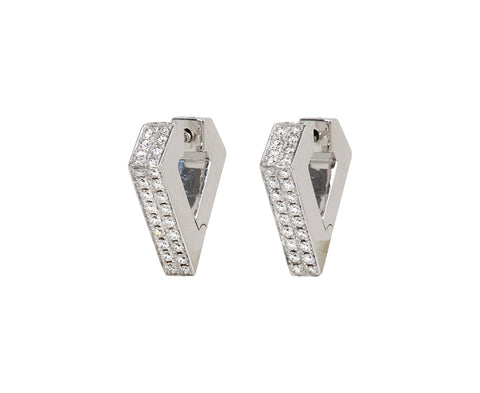 White Gold Medium Brute Diamanti Hoop Earrings