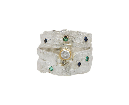 Sapphire, Emerald and Diamond Good Vibes Ring