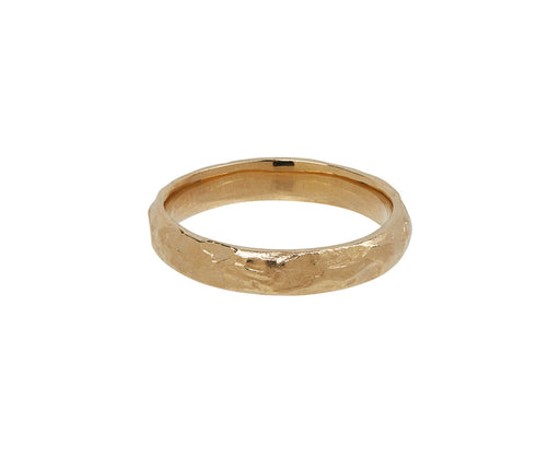 Men's Gold Molten D Shape Wedding Band