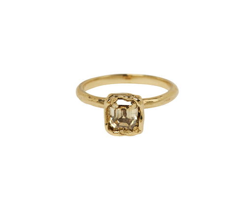 Emerald Cut Chocolate Diamond Organic Armach Engagement Ring
