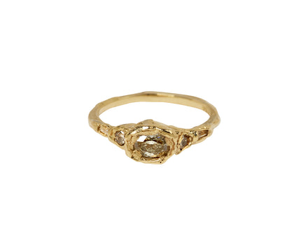 Mixed Five Stone Diamond Organic Engagement Ring