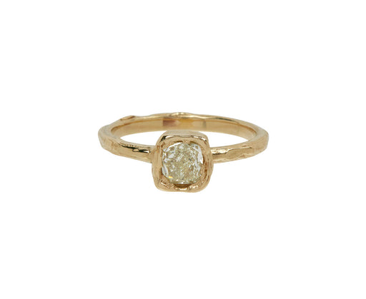 Organic Lemon Cushion Cut Diamond Solitaire