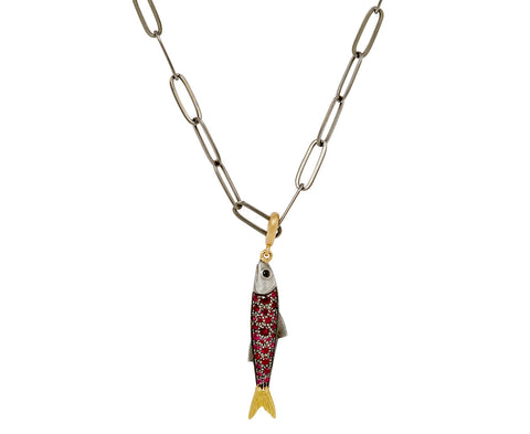 Elva Ruby Sardine Pendant Necklace