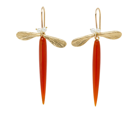 Carnelian Jeweled Damsel Fly Earrings