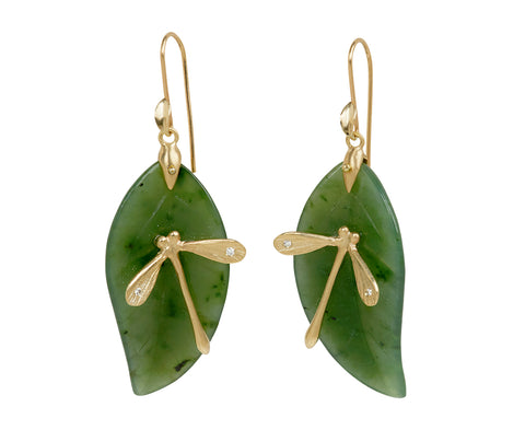 Jade Enchanted Leaf with Damsel Earrings