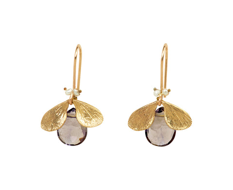 Annette Ferdinandsen Iolite and Pearl Jeweled Bug Earrings