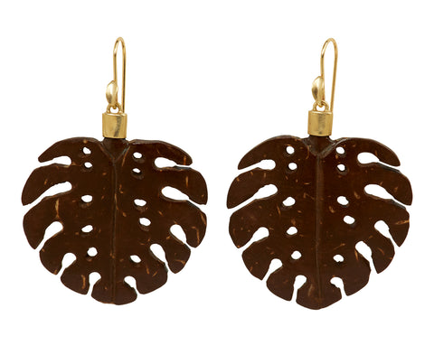 Annette Ferdinandsen Coconut Shell Palm Leaf Earrings