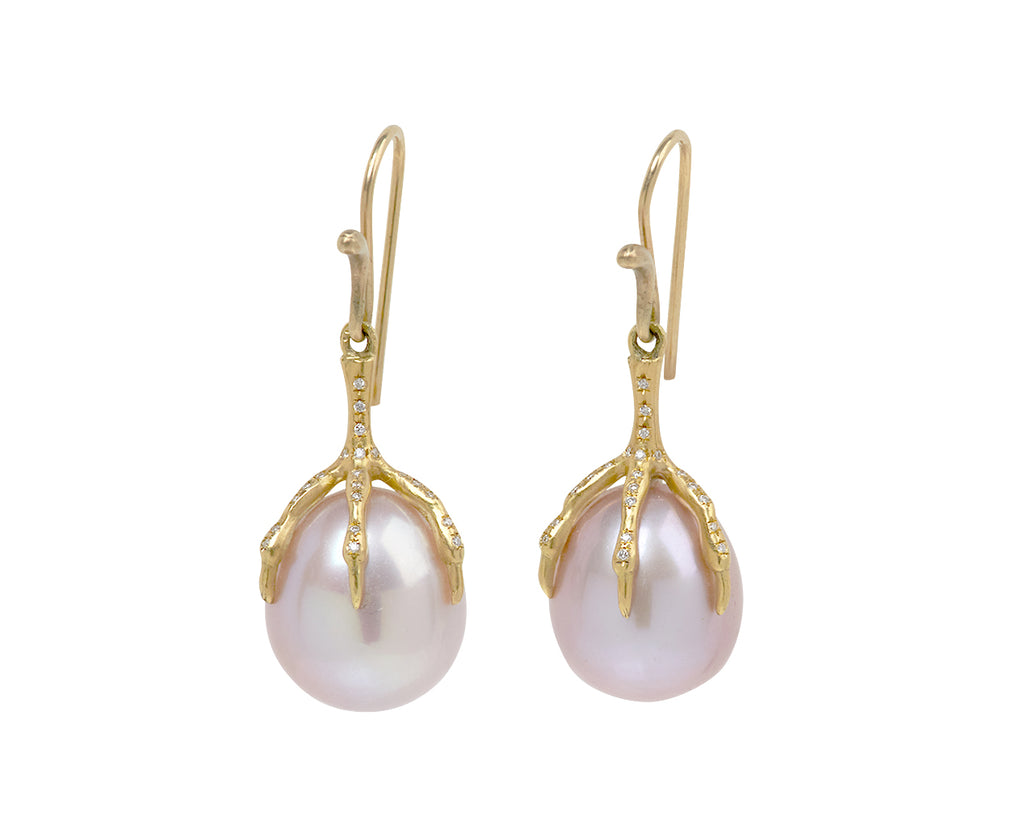 Pink Pearl Claw Quail Egg Earrings