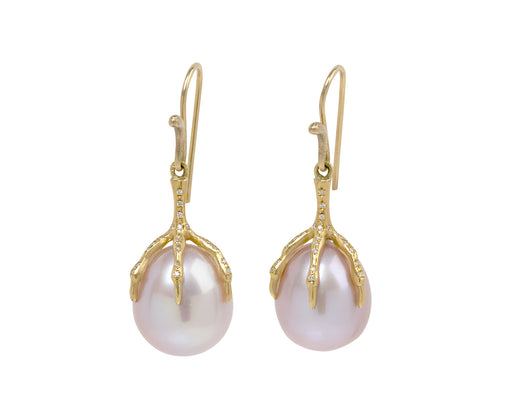 Pink Pearl Claw Quail Egg Earrings