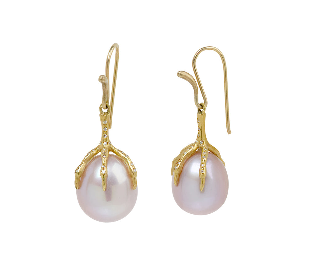 Pink Pearl Claw Quail Egg Earrings