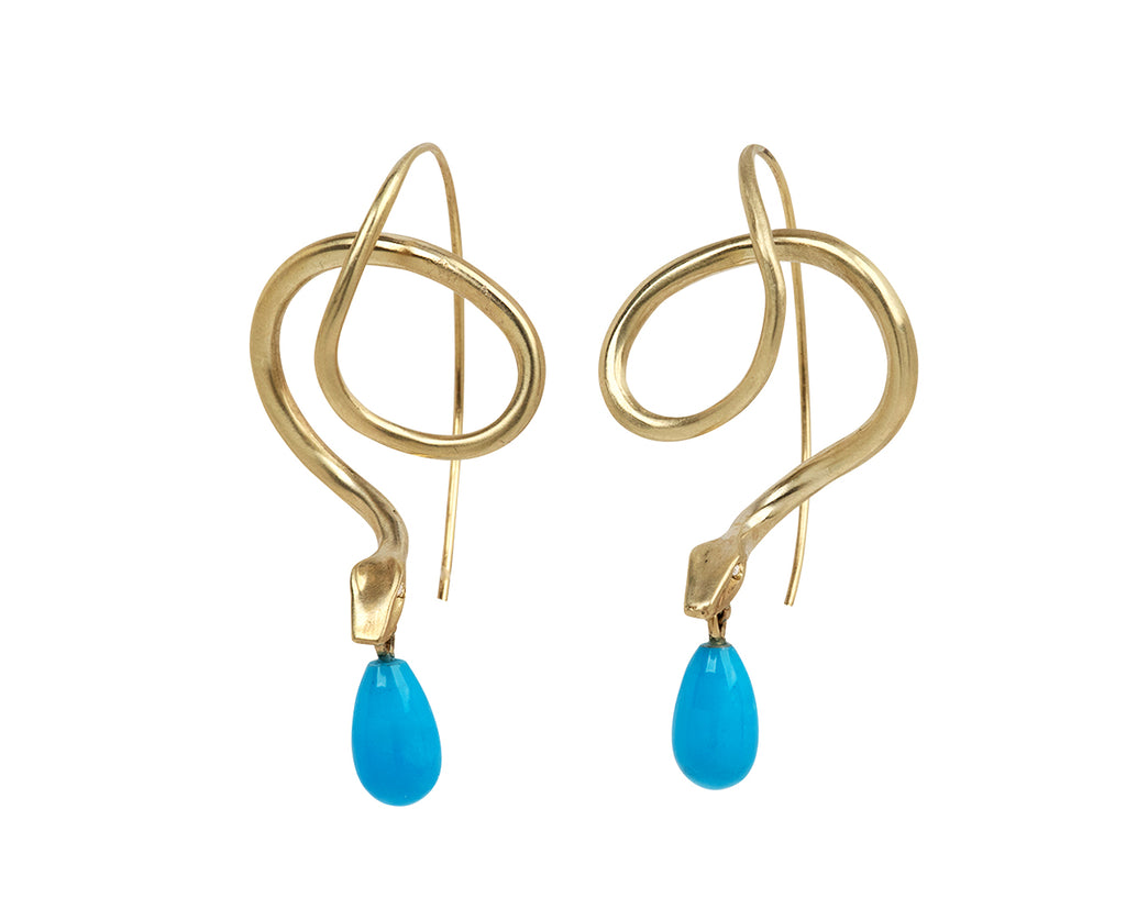 Large Serpent and Turquoise Drop Earrings