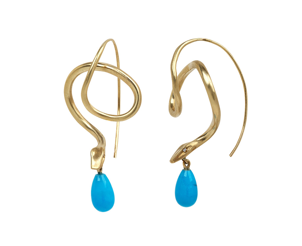 Large Serpent and Turquoise Drop Earrings