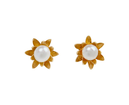 Pearl Water Lily Stud Earrings