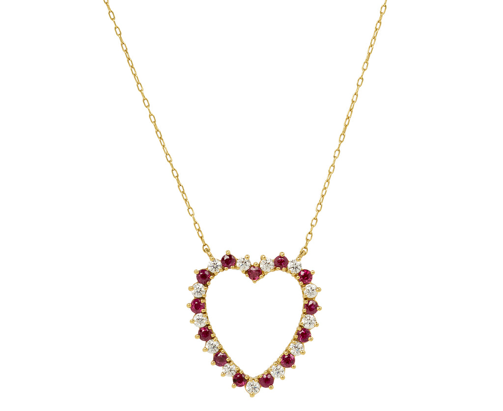 Diamond and Ruby Heart Pendant Necklace
