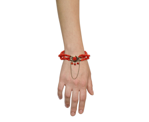 For Future Reference Vintage Coral Beaded Bracelet