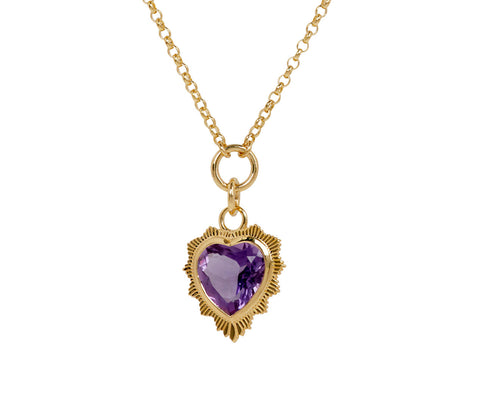 Amethyst True Love Gemstone Heart Fine Belcher Necklace