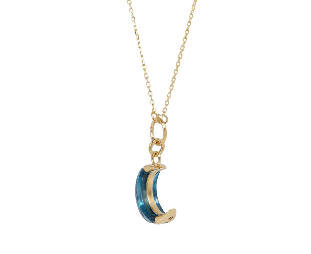 London Blue Topaz Crescent Karma Pendant Necklace