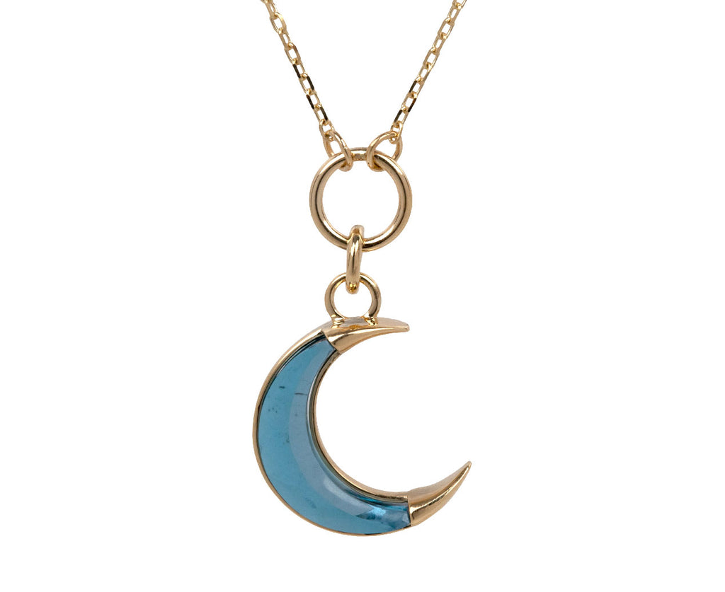 London Blue Topaz Crescent Karma Pendant Necklace
