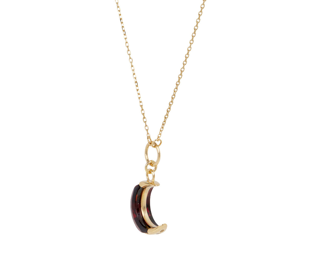Garnet Crescent Karma Pendant Necklace