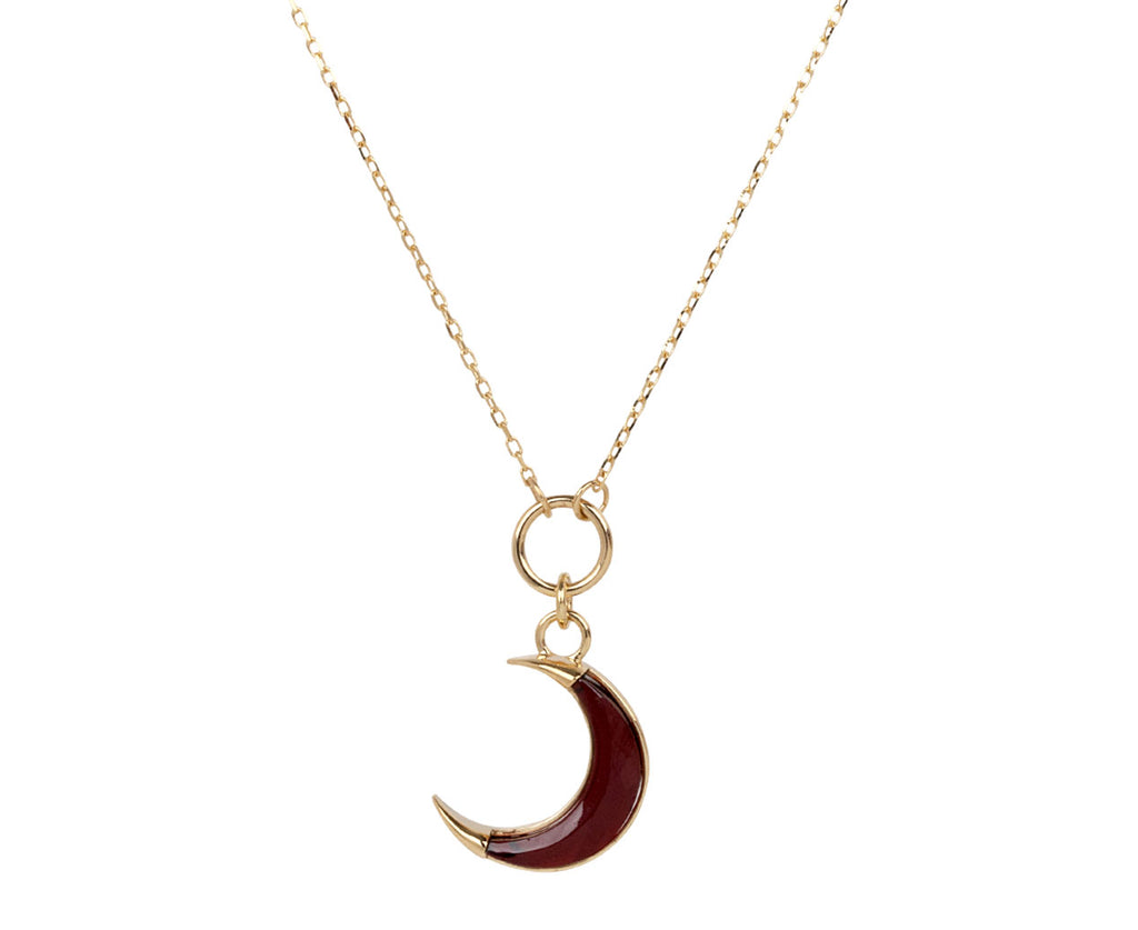 Garnet Crescent Karma Pendant Necklace