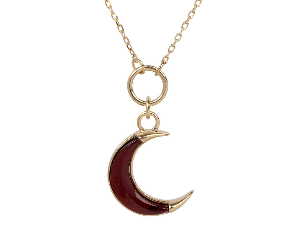 Garnet Crescent Karma Pendant Necklace