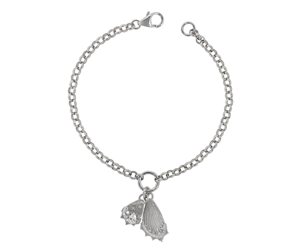 White Gold Medium Belcher Encrusted Butterfly Wing Bracelet