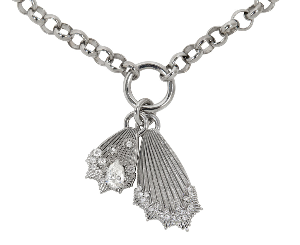White Gold Medium Belcher Encrusted Butterfly Wing Bracelet
