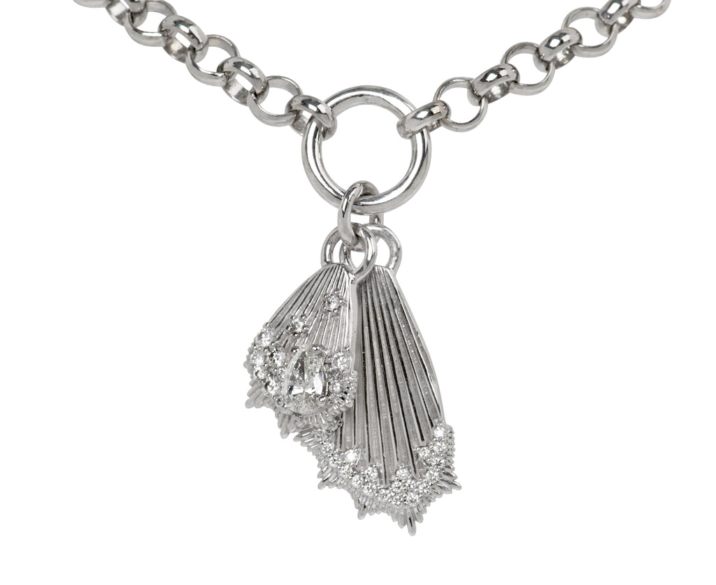 White Gold Medium Belcher Encrusted Butterfly Wing Bracelet