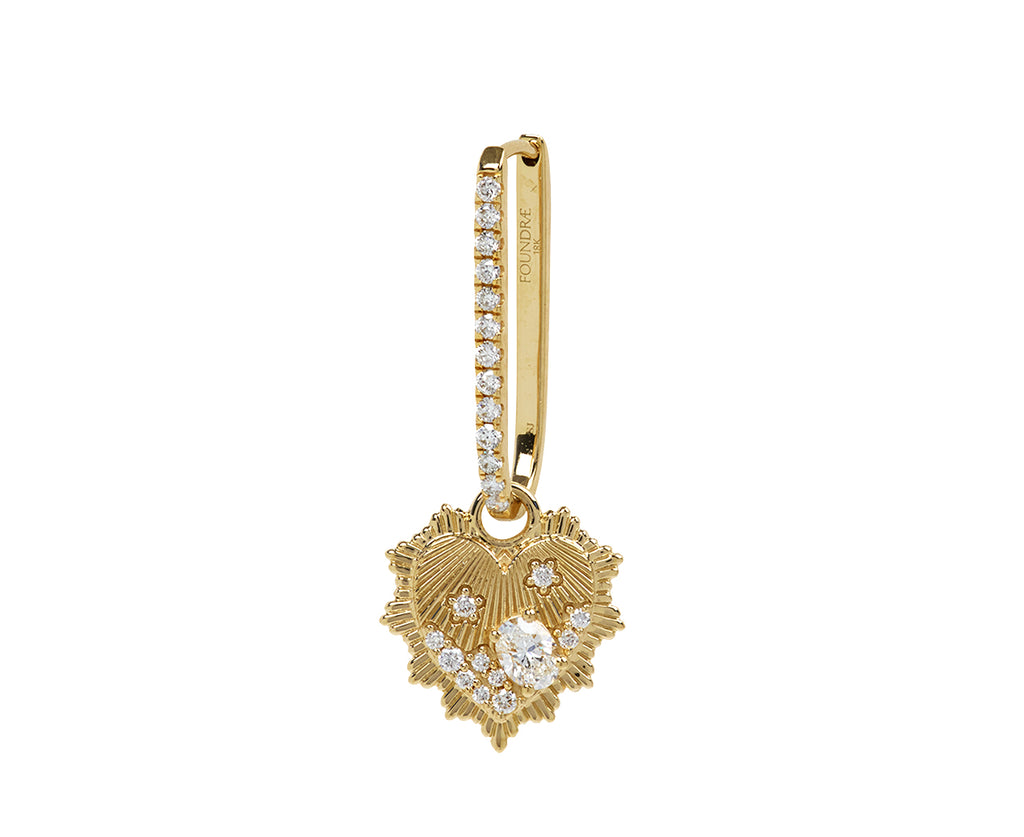 Large Diamond Fob Link Encrusted Heart SINGLE Earring - TWISTonline