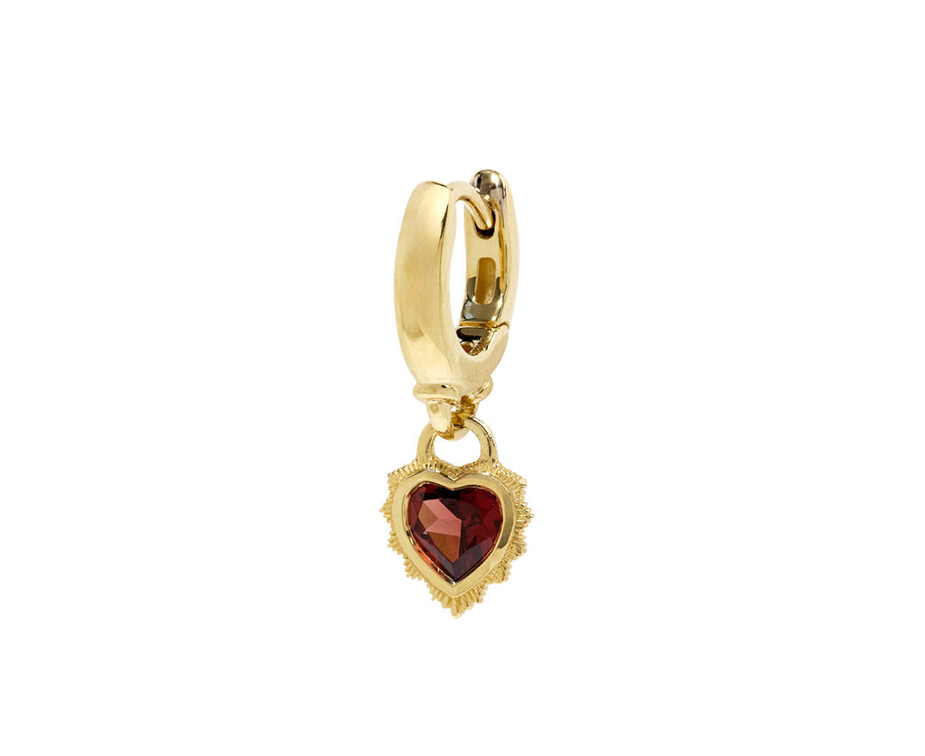 Foundrae Garnet Heart Drop SINGLE Earring