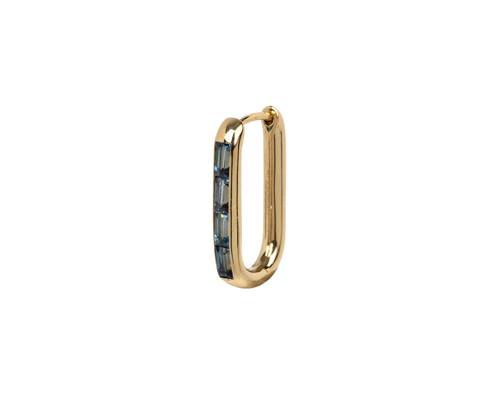 Baguette London Blue Topaz Fob SINGLE Hoop Earring - TWISTonline
