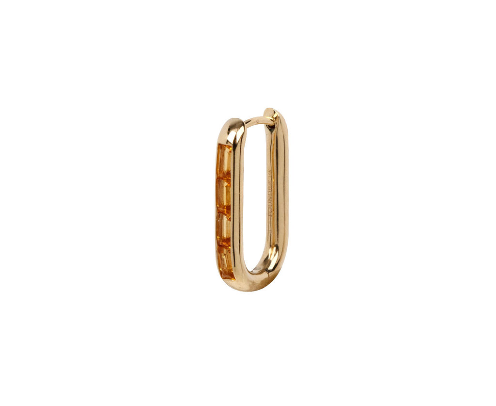 Baguette Champagne Citrine Fob SINGLE Hoop Earring - TWISTonline