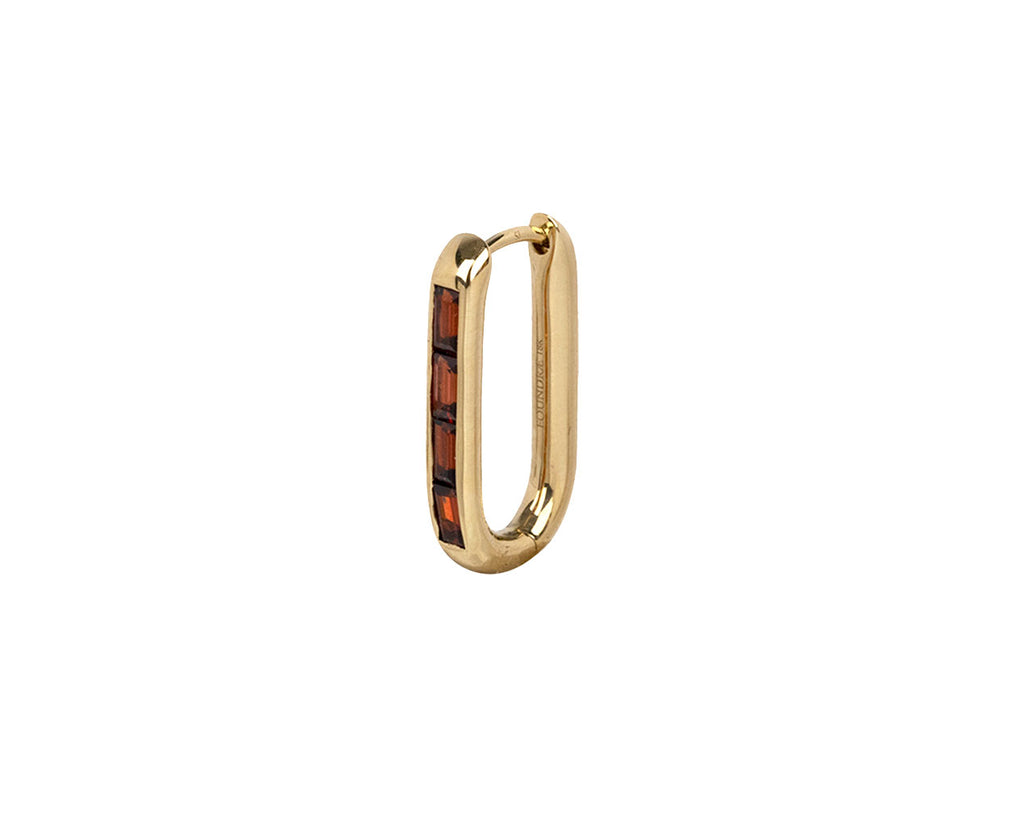 Baguette Garnet Fob SINGLE Hoop Earring - TWISTonline