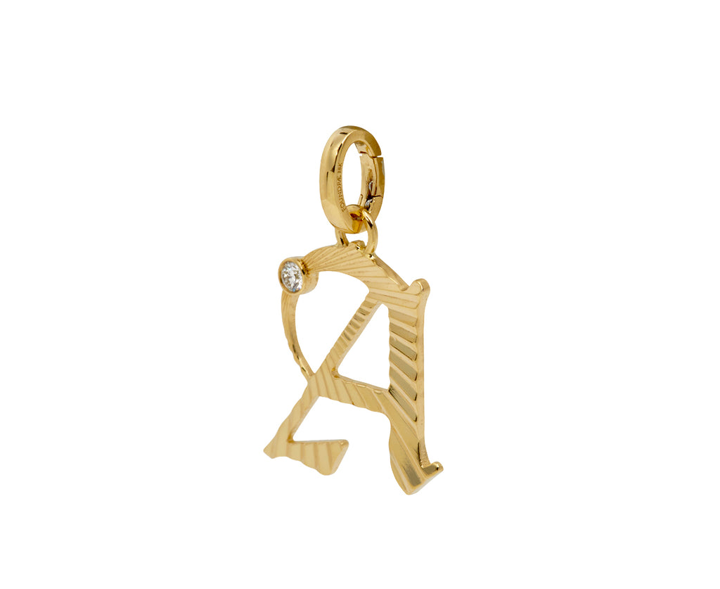 Foundrae Medium Initial 'A' Pendant with Push Gate ONLY Side
