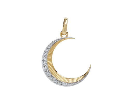 Diamond Crescent Medallion Charm Pendant ONLY