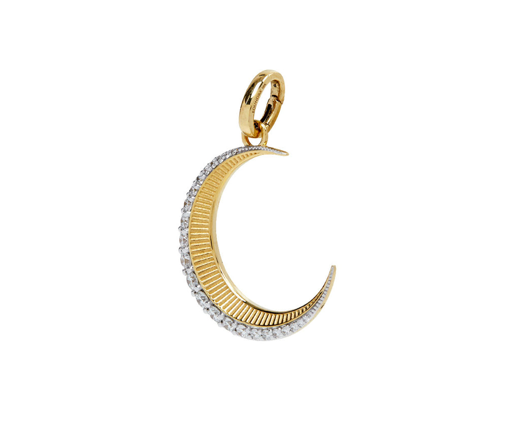 Foundrae Diamond Crescent Medallion Charm Pendant ONLY Side