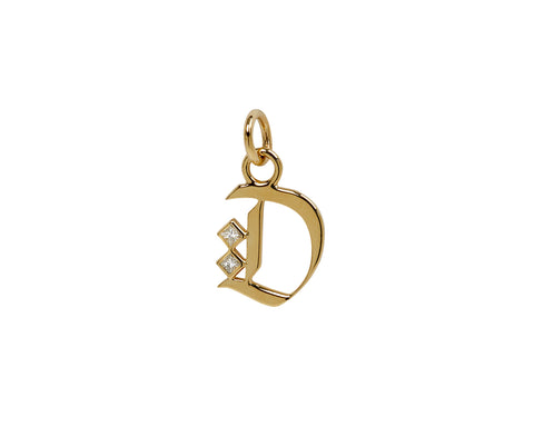 Square Cut Diamond Initial D Pendant ONLY