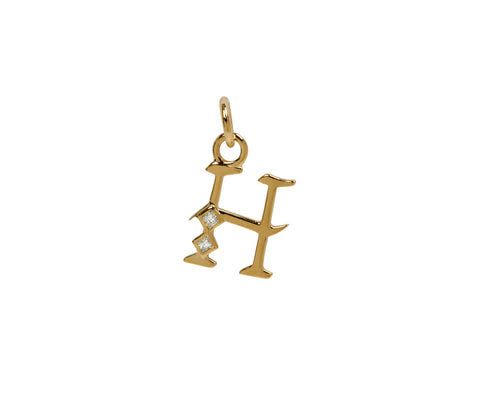 Square Cut Diamond Initial H Pendant ONLY