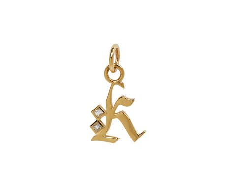 Square Cut Diamond Initial K Pendant ONLY