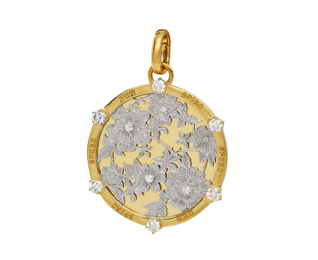 Foundrae Mixed Gold Large Floral Screen Resilience Medallion with Push Gate ONLY